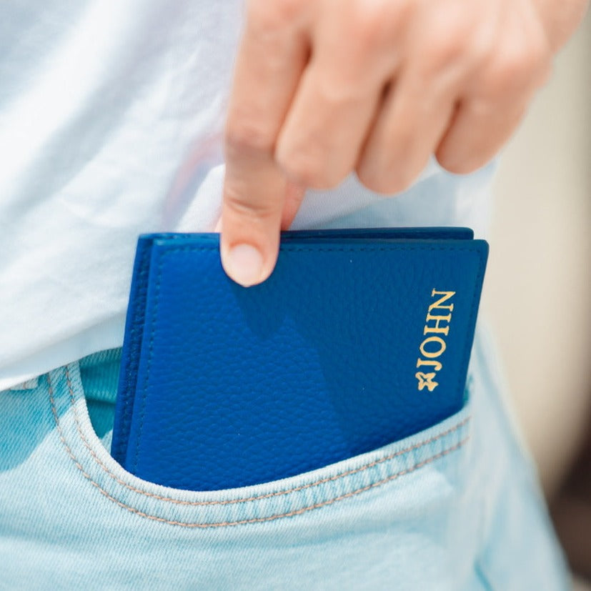 Men Wallet in Blue color with Name