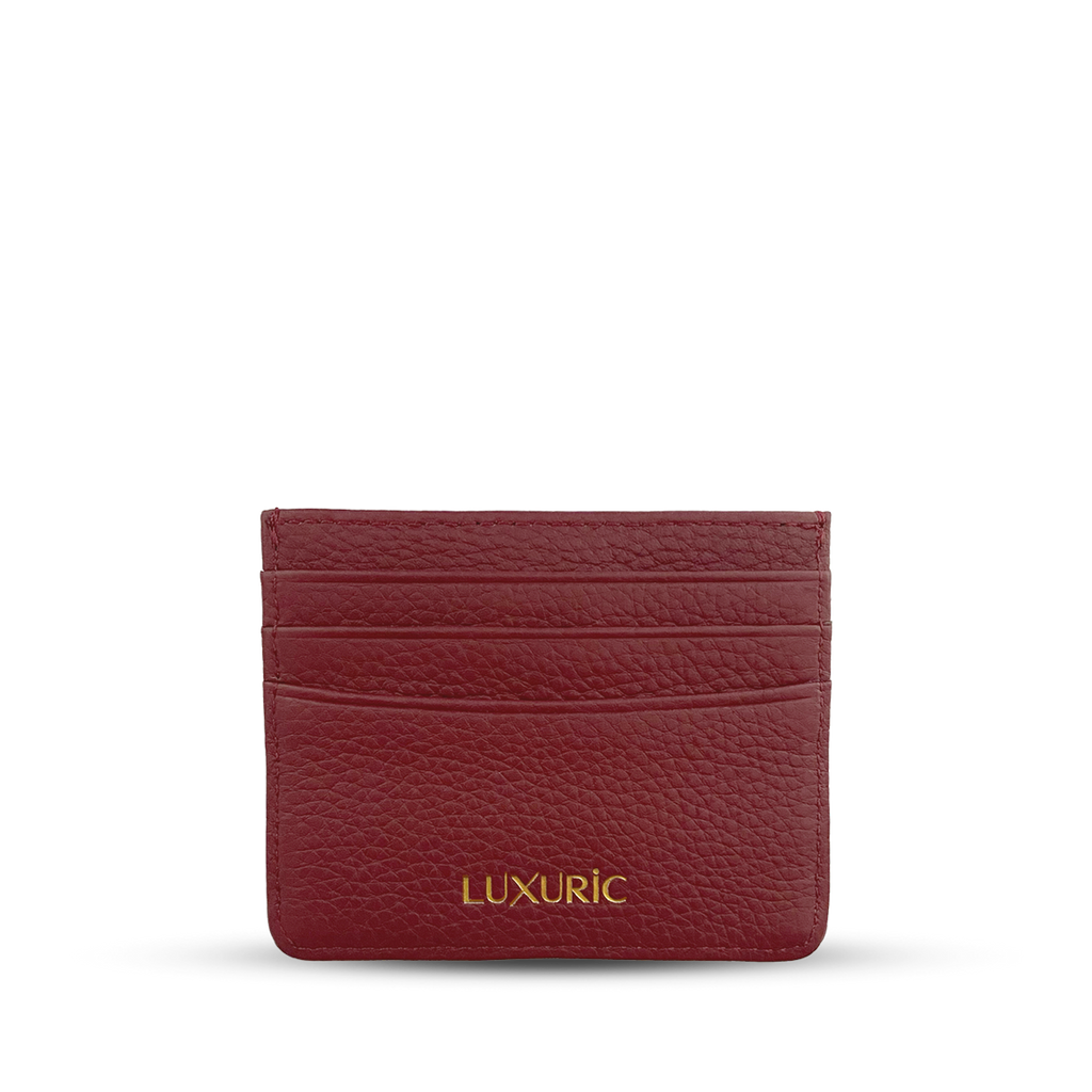 leather card holder maroon color 