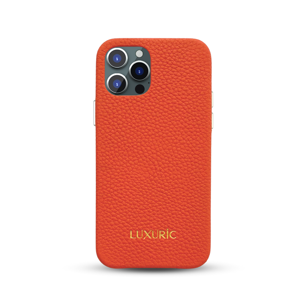 iphone leather case in orange color