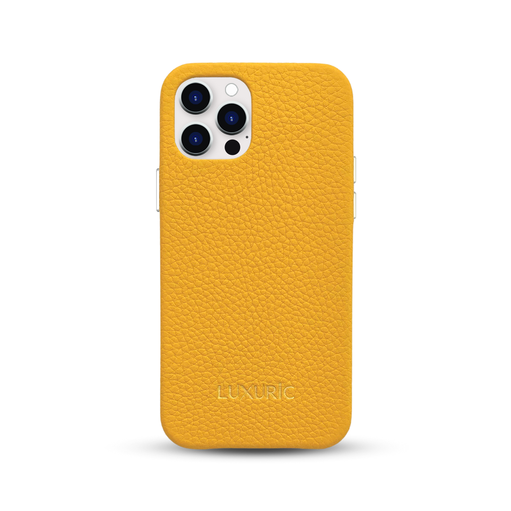 iphone leather case in yellow color